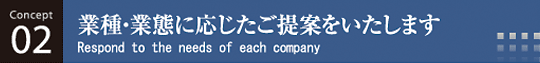 業種・業態に応じたご提案をいたします